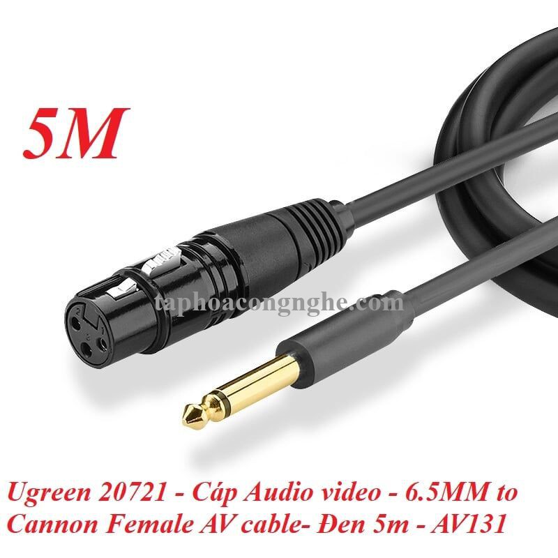 Ugreen 20721 5M màu Đen Cáp âm thanh 6.5mm sang Canon âm AV131 30020721